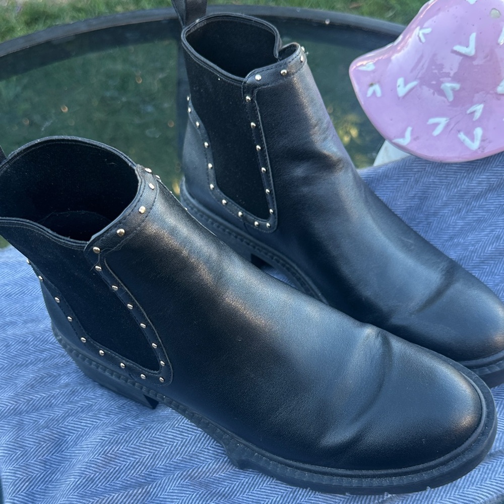 Coach Black Ankle Boots with Silver Studs